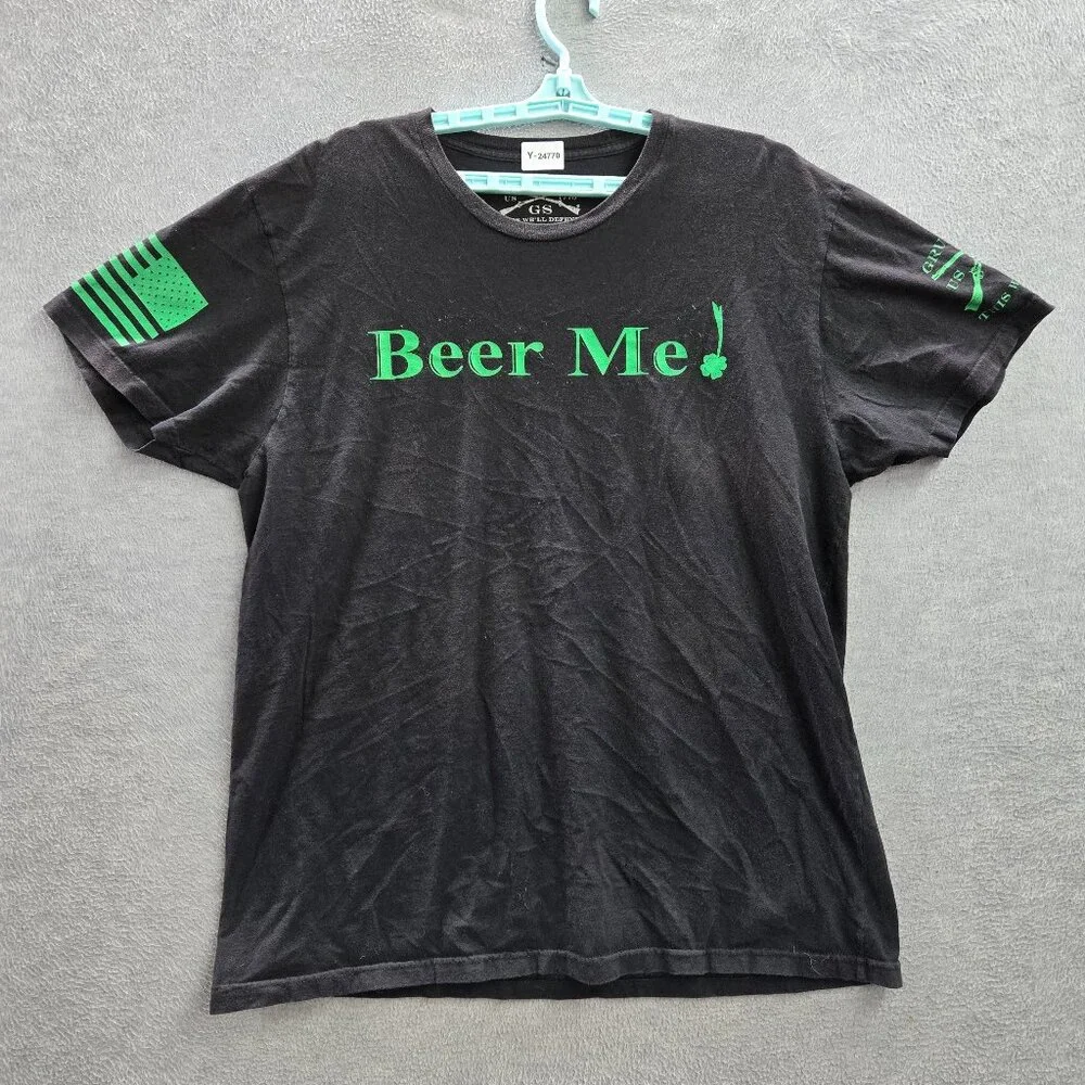 Grunt Style Men Shirt 2XL Black Beer Me St. Patrick‎ Graphic Print Short Sleeve
